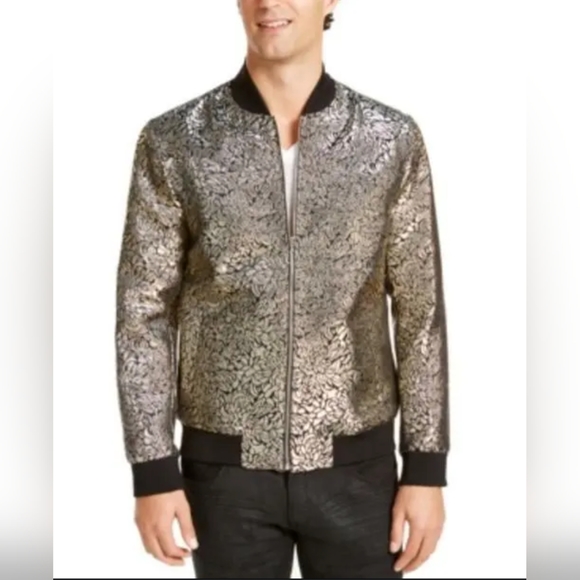 INC Metallic Floral Bomber Jacket - Picture 1 of 6